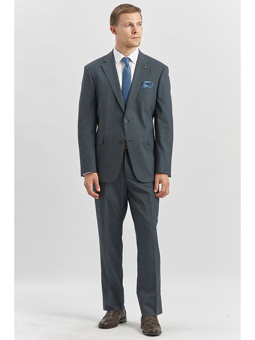 Koyu Lacivert Kendinden Mono Yaka 2 Düğme 4 Drop Comfort Fit Classic Takım Elbise 1001240182-4