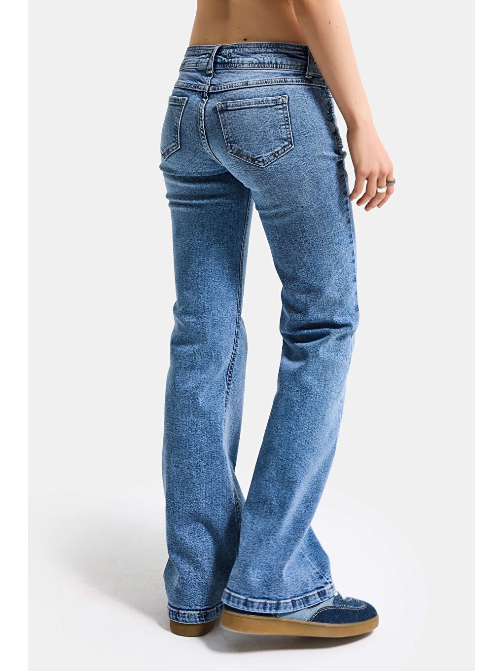 Kadın Mavi 4s6-4 Flare Fit Düşük Bel Esnek Kumaş Denim Jean-1