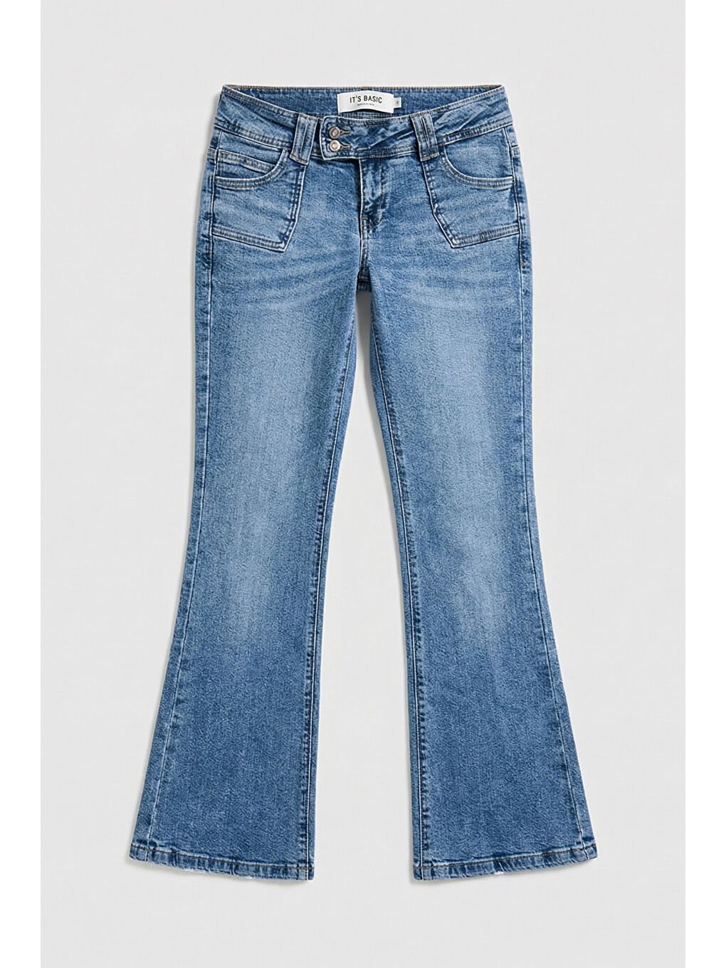 Kadın Mavi 4s6-4 Flare Fit Düşük Bel Esnek Kumaş Denim Jean-3