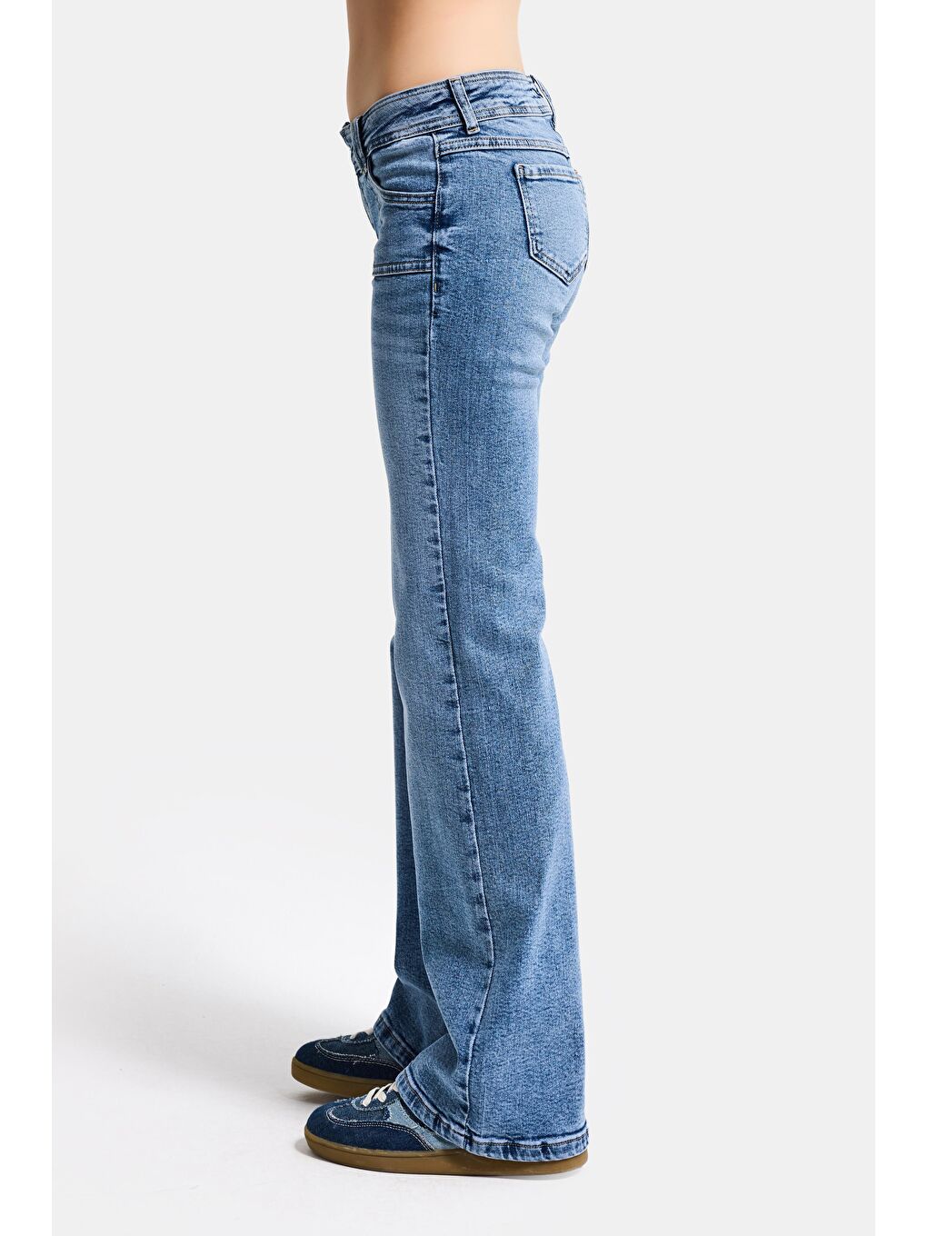 Kadın Mavi 4s6-4 Flare Fit Düşük Bel Esnek Kumaş Denim Jean-5