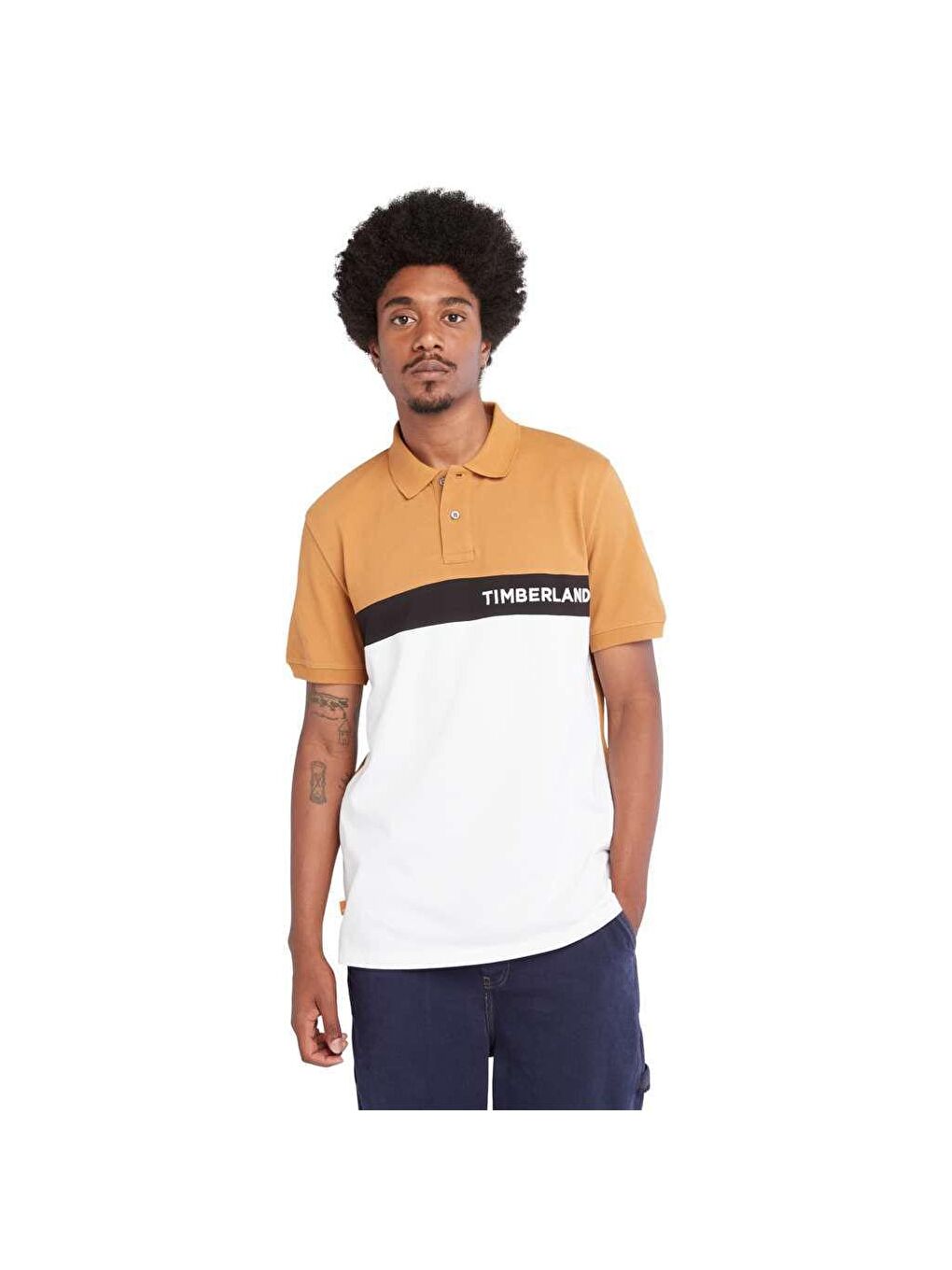 Timberland Kahverengi Millers River Colourblock Erkek Klasik Yaka Polo Tişört - 1