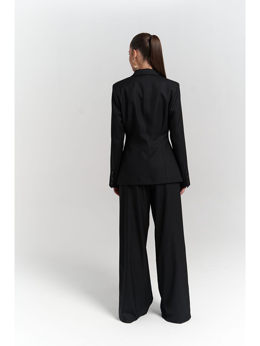 Halvyn Dar Kesim Blazer Siyah Takım-2