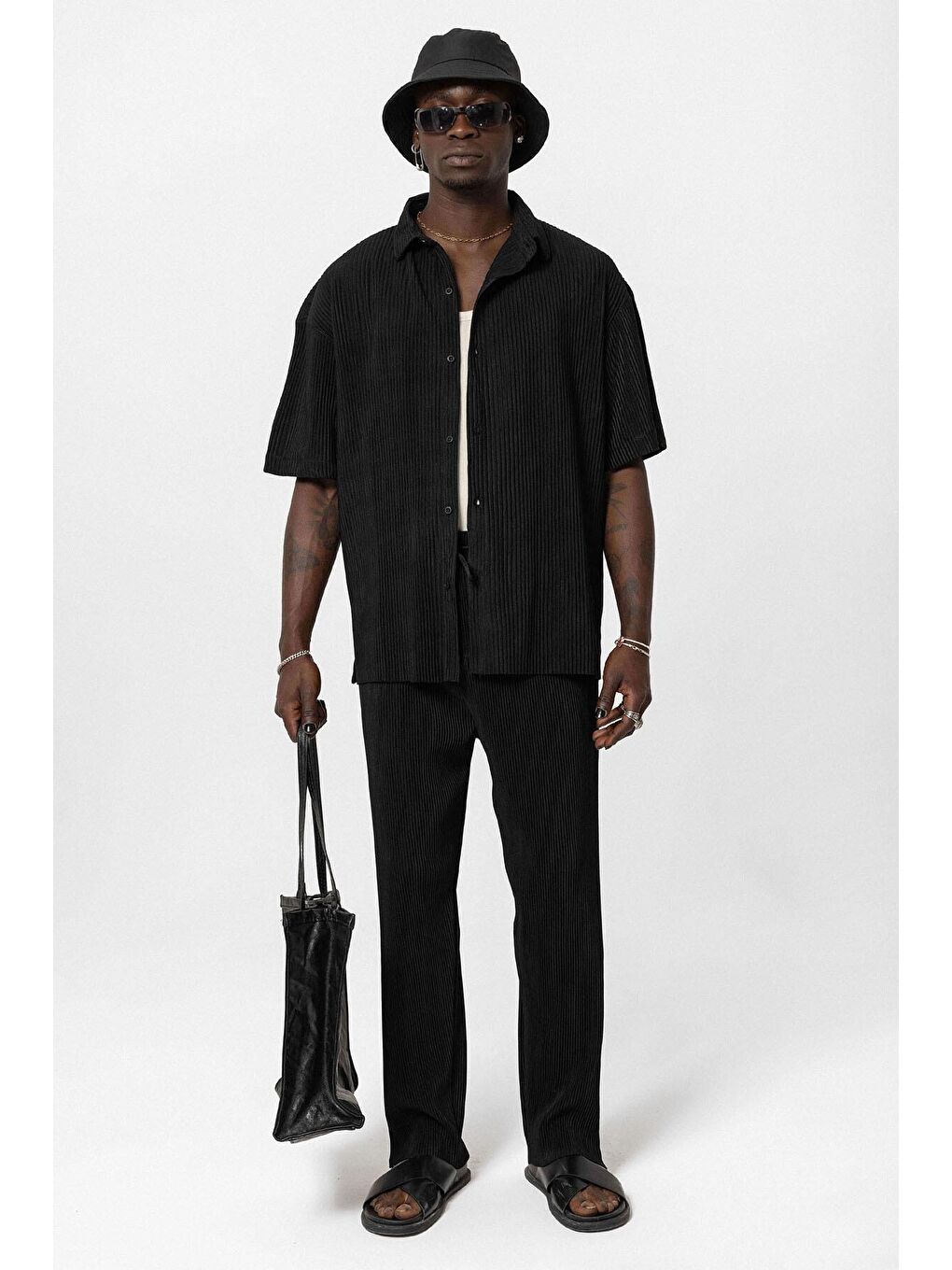 Basic Oversize Ottoman Takım Siyah