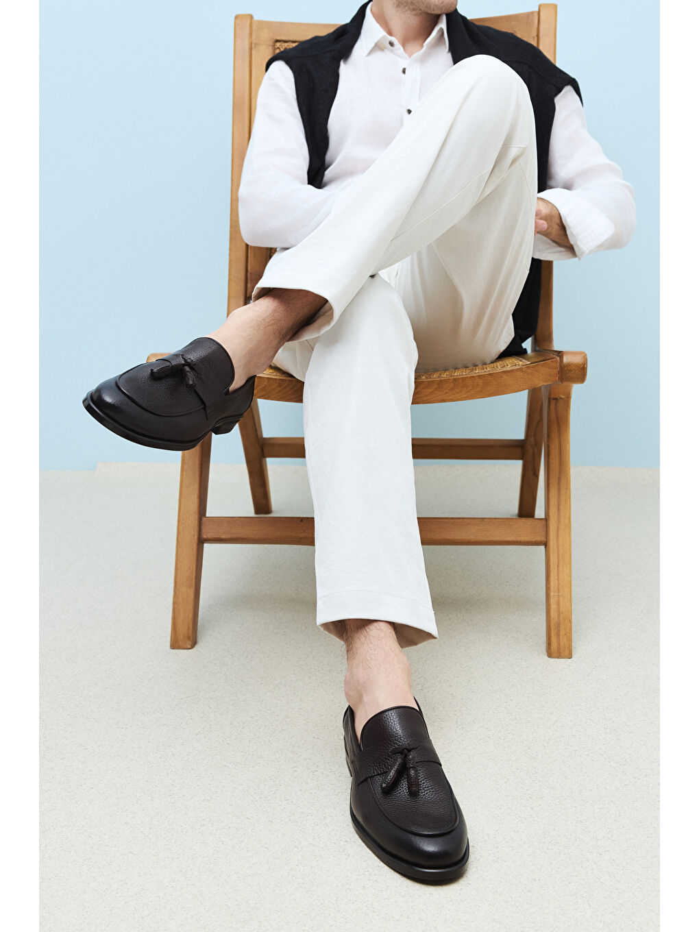 Kahverengi Erkek Hakiki Deri Ayakkabı 151986Z4074 Kahve-5