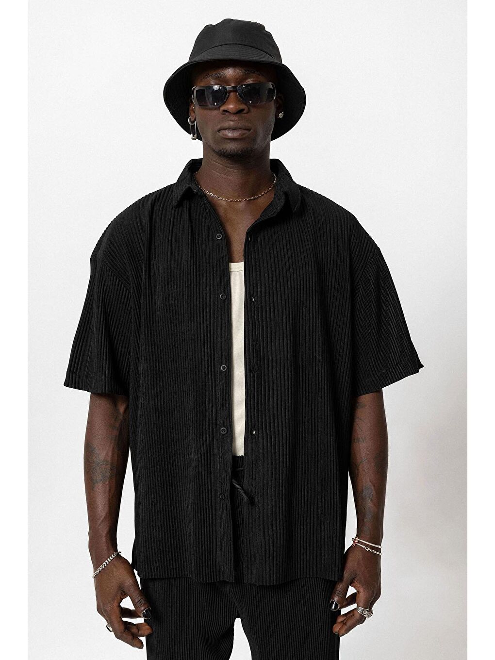 Basic Oversize Ottoman Takım Siyah-3