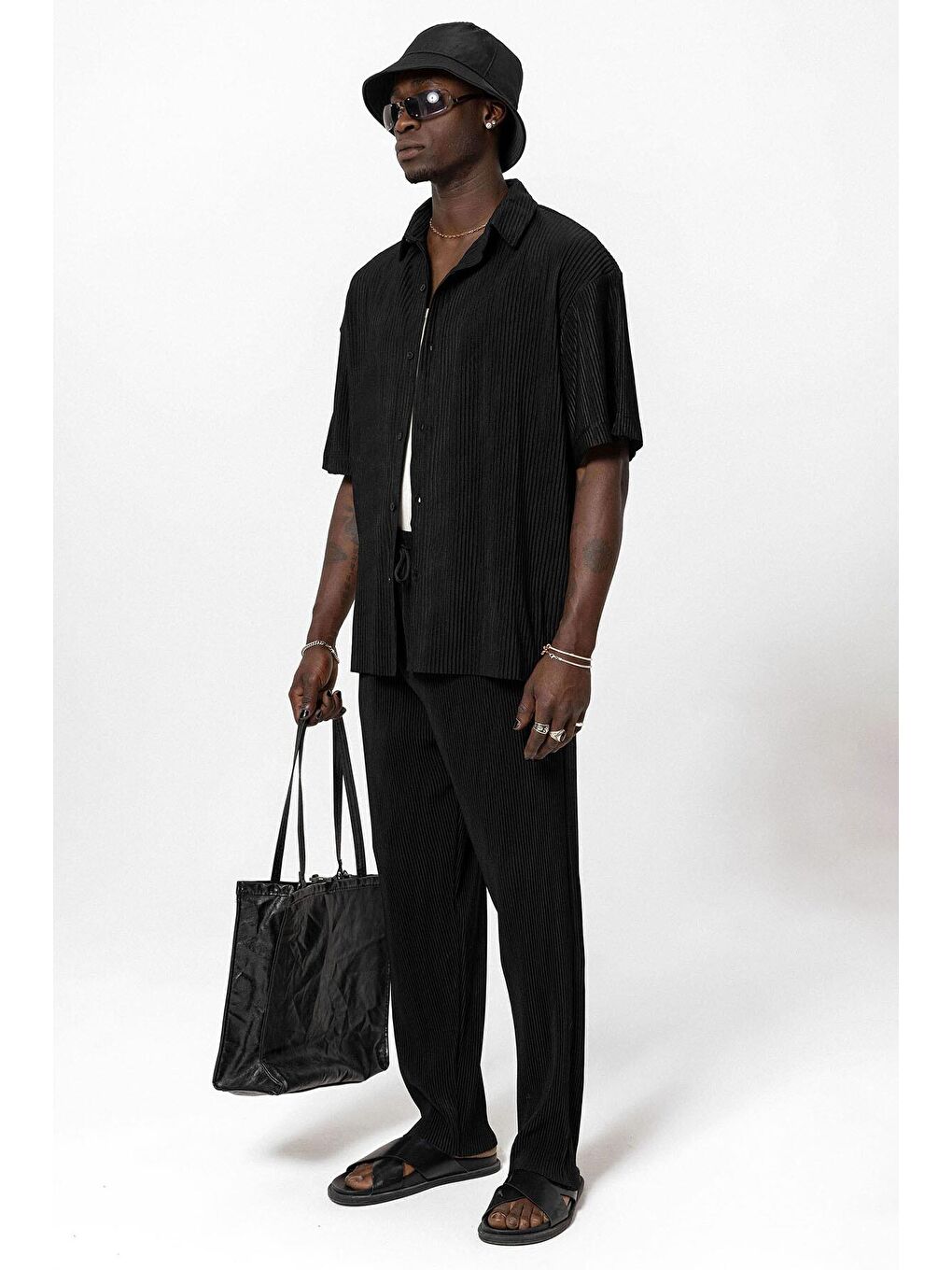 Basic Oversize Ottoman Takım Siyah-6