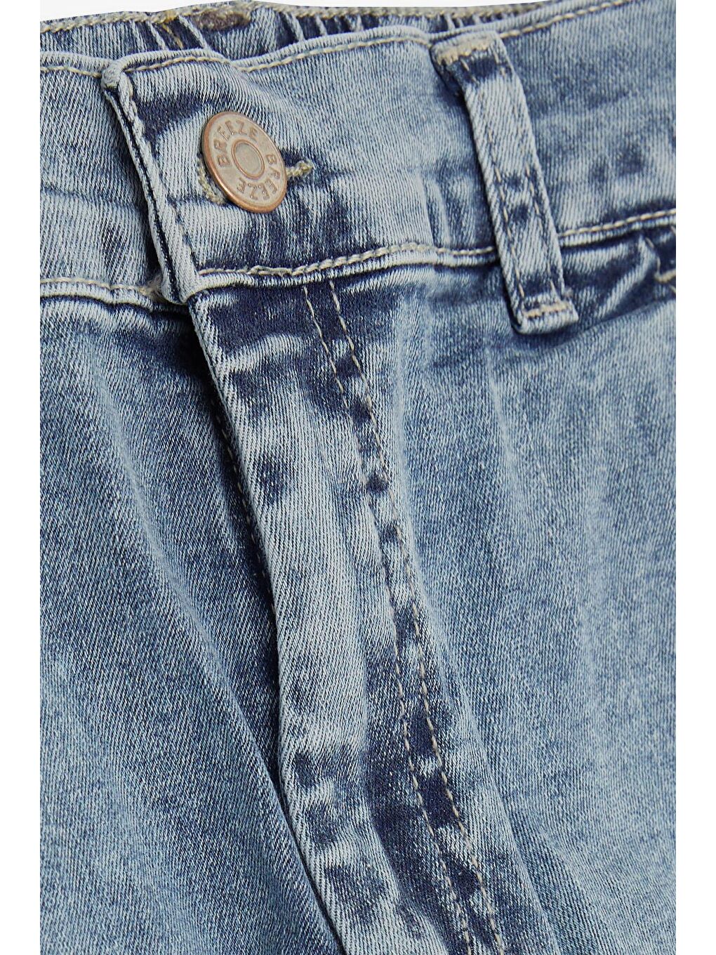 Erkek Çocuk Jean Pantolon Kargo Cepli Çıtçıtlı Mavi (10-14 Yaş)-5