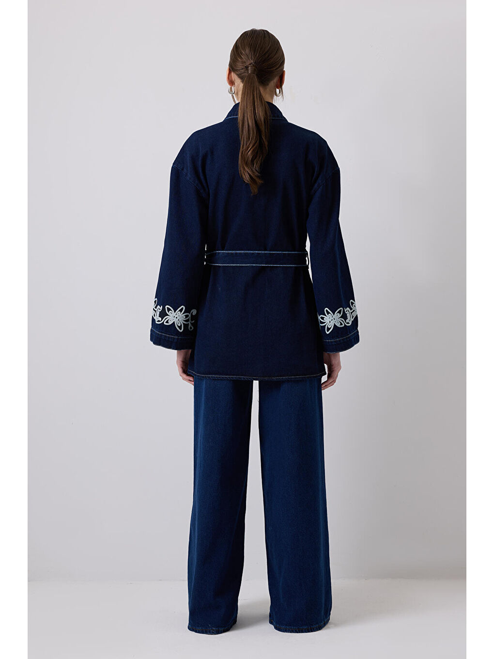Touché Mavi Nakışlı Denim Ceket - 4