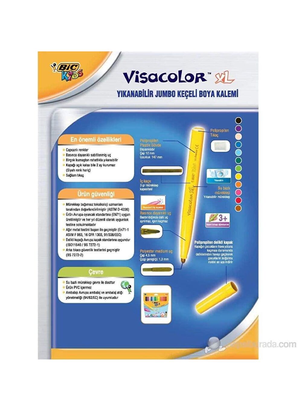 Bic Karışık Asorti Kids Visacolor XL Keçeli Boya Kalemi 12 Renk - 8