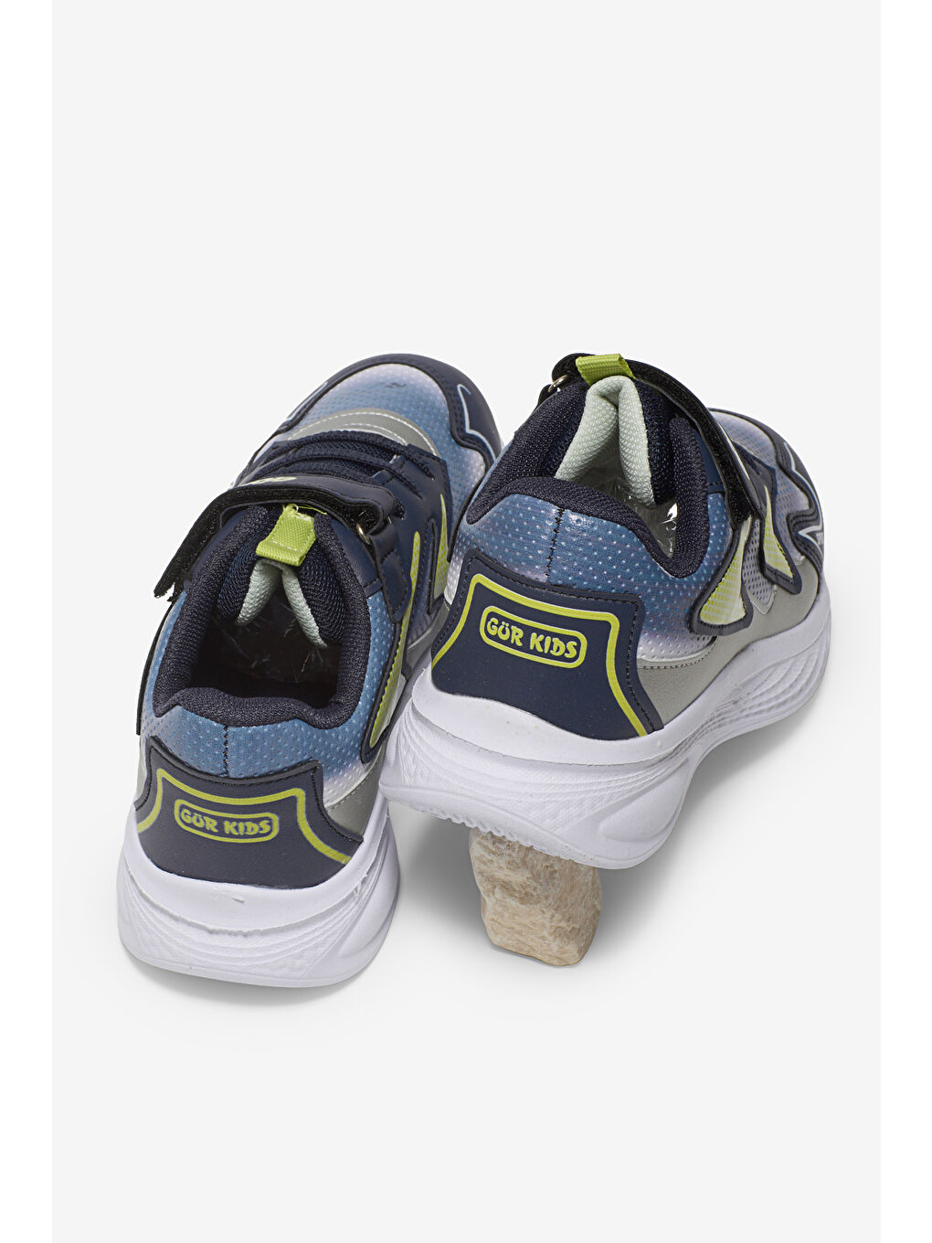 Çocuk Unisex Lacivert Sarı Eva Faylon Taban Çocuk Unısex Cırtlı Lastik Bağcıklı Spor Ayakkabı-2