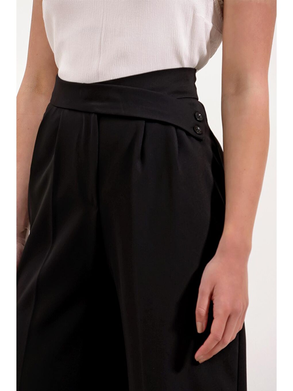 Kadın Siyah Yüksek Bel Palazzo Pantolon 6646-2