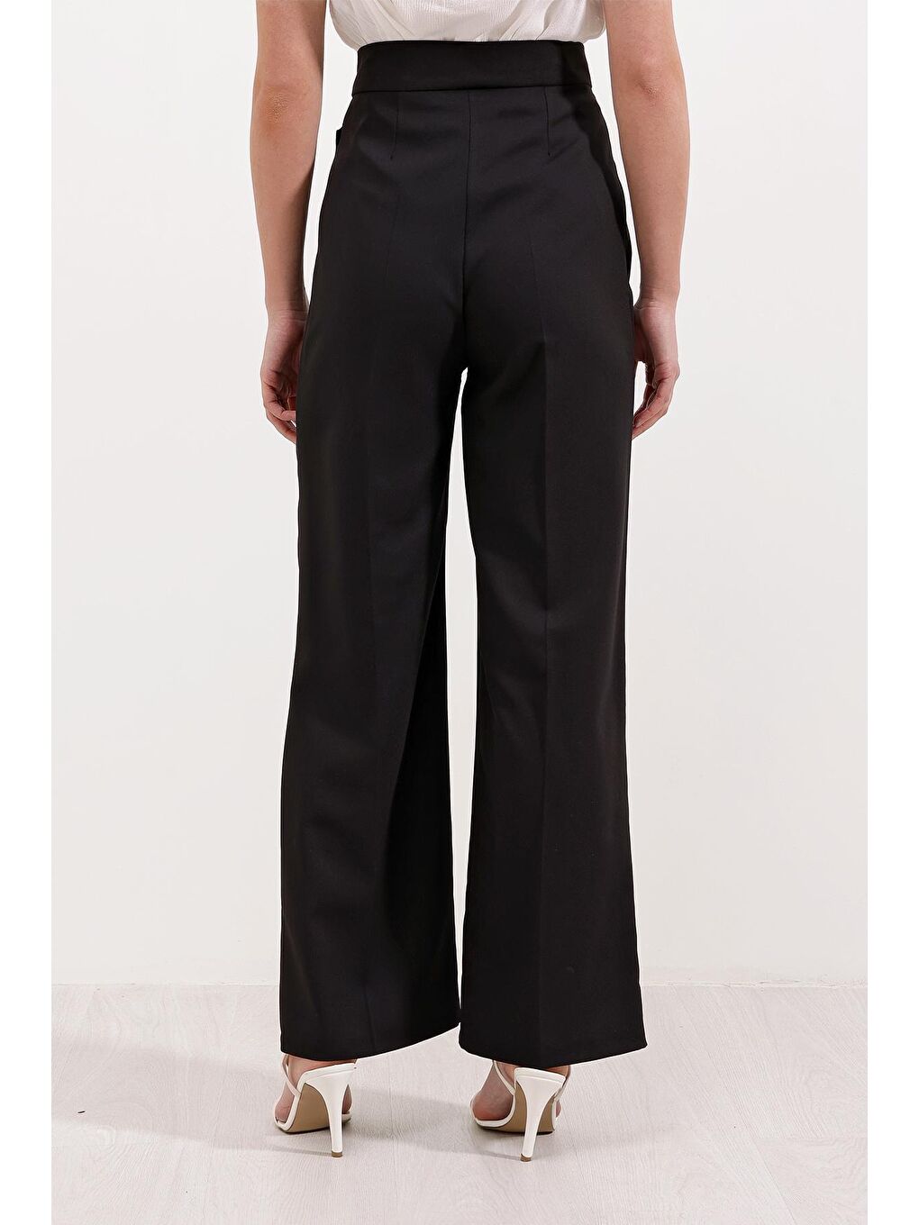 Kadın Siyah Yüksek Bel Palazzo Pantolon 6646-3