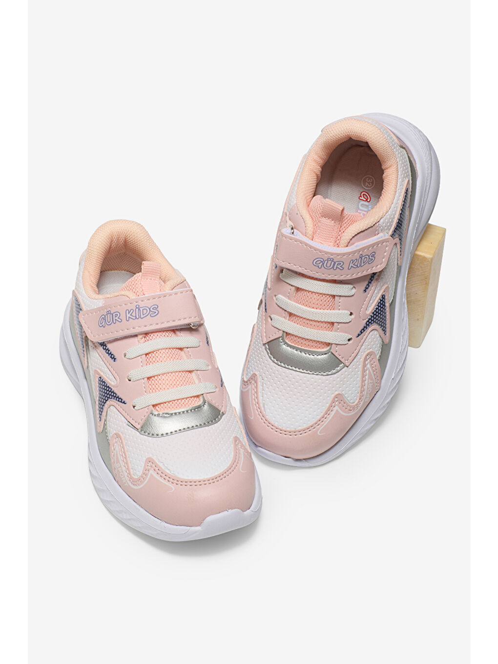 Pembe Çocuk Unisex Pudra Lila Eva Faylon Taban Çocuk Unısex Cırtlı Lastik Bağcıklı Spor Ayakkabı-3