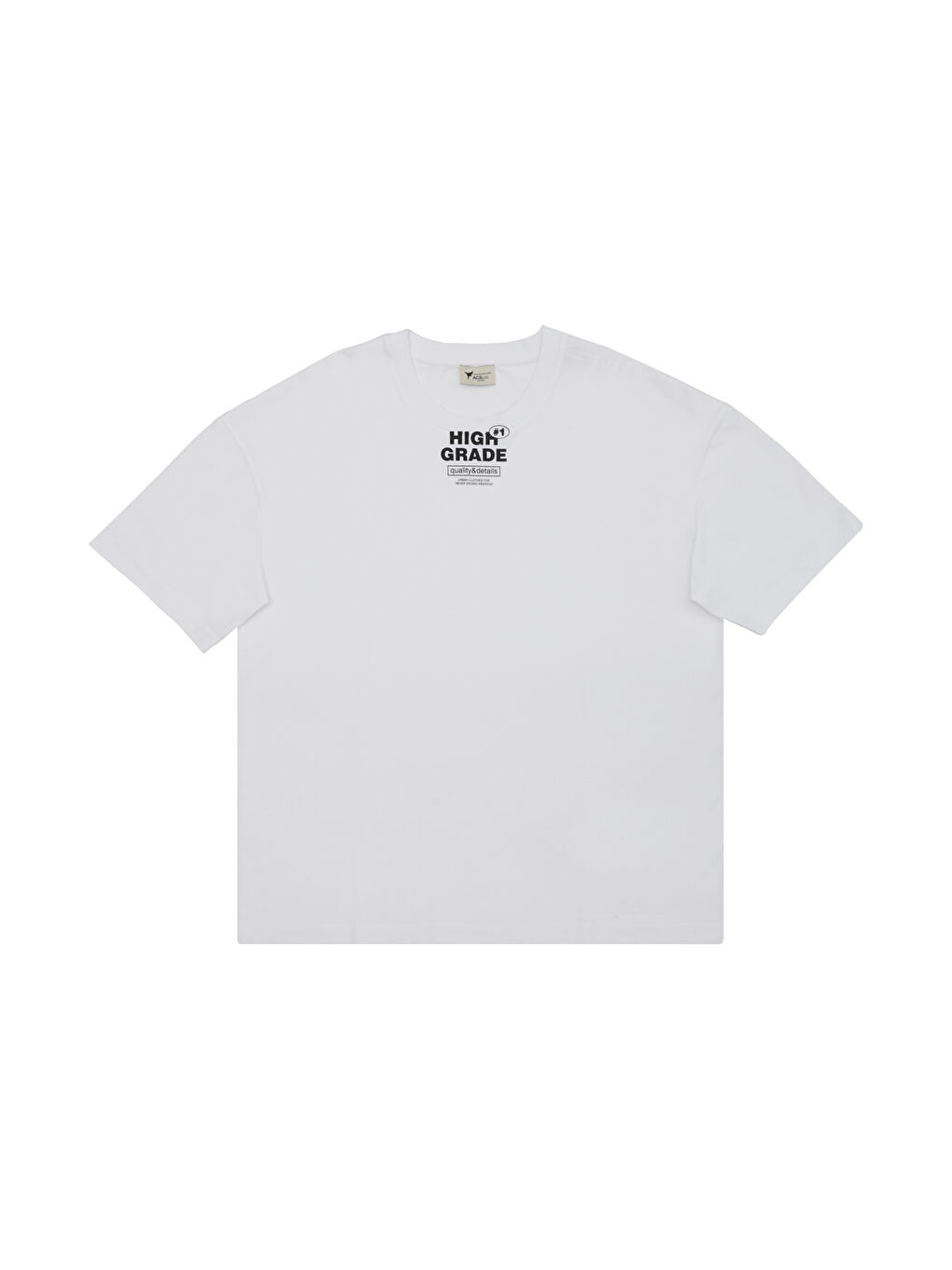 Erkek Beyaz Oversize Fit Geniş Kesim Bisiklet Yaka %100 Pamuk Baskılı Tişört-7