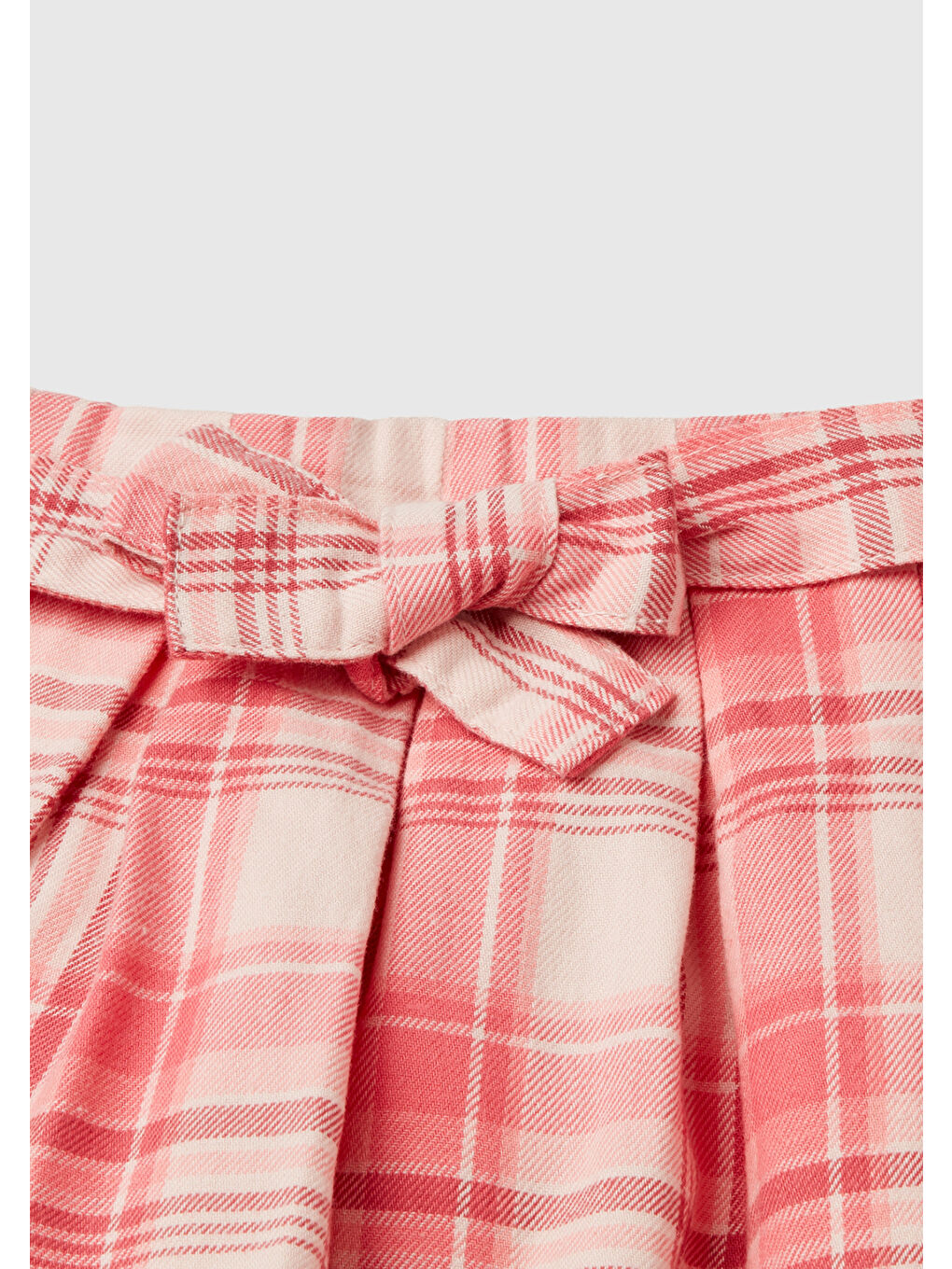 Kız Çocuk Pembe Mix Beli Fiyonk Detaylı Pileli Kareli Etek-2