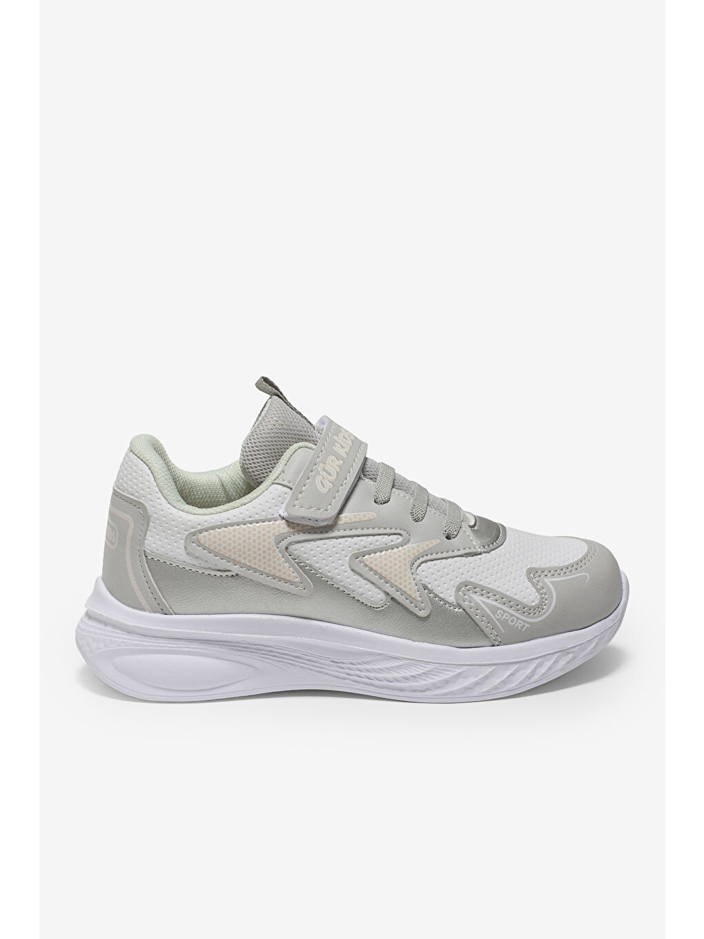 Çocuk Unisex Gri Pembe Eva Faylon Taban Çocuk Unısex Cırtlı Lastik Bağcıklı Spor Ayakkabı-3