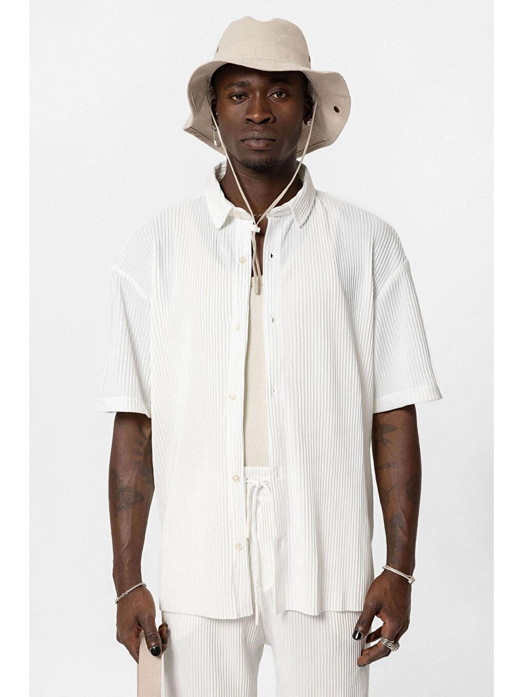 Basic Oversize Ottoman Takım Beyaz-3