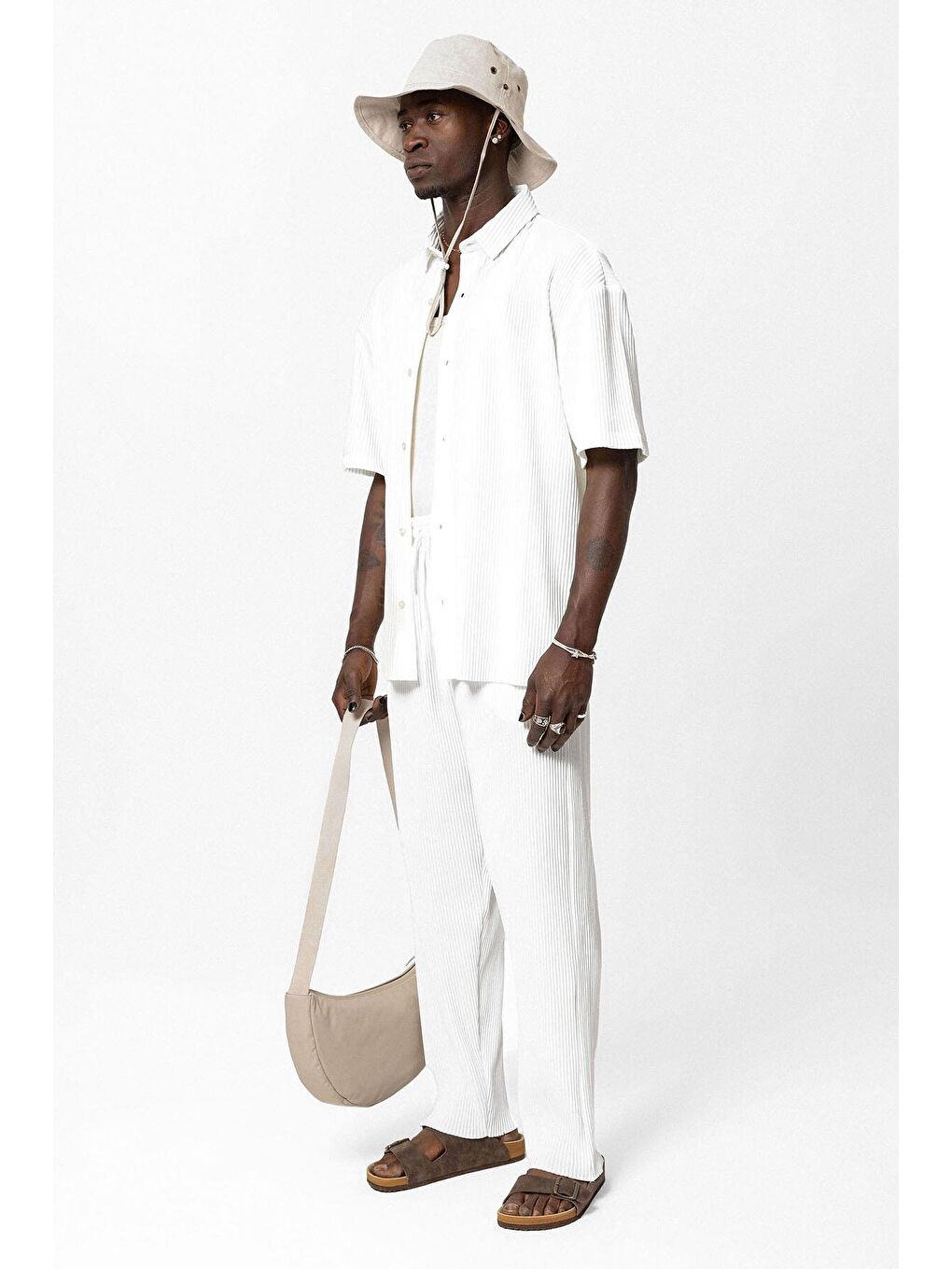 Basic Oversize Ottoman Takım Beyaz-6