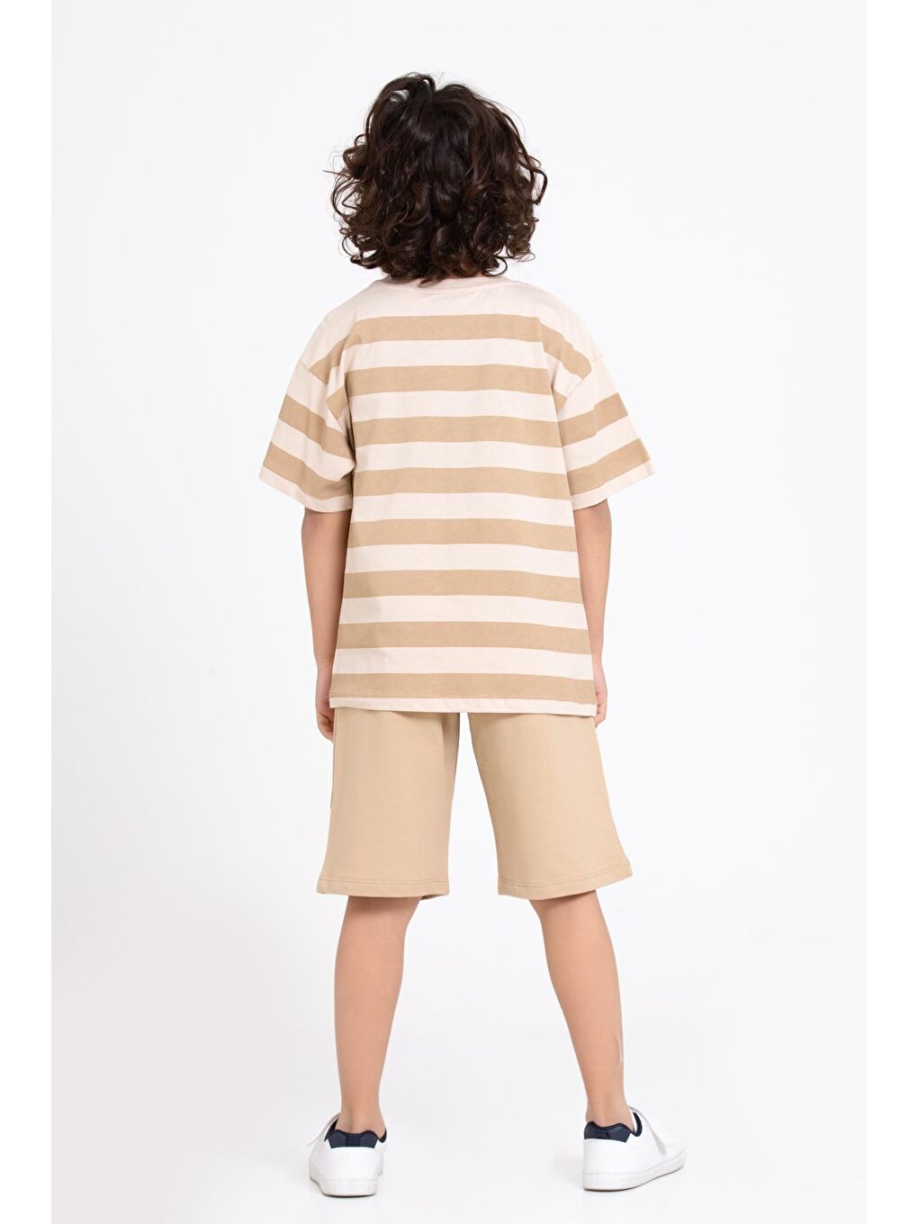 Bej Summer Baskı Şortlu 5-9 Yaş Takım - 2433-2-1