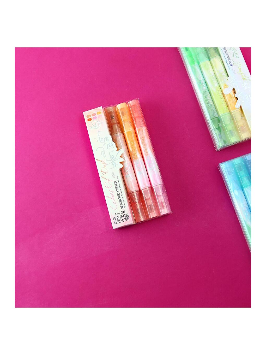 Pastel Tonlu Çift Uçlu Fosforlu Kalem Seti – 3'lü