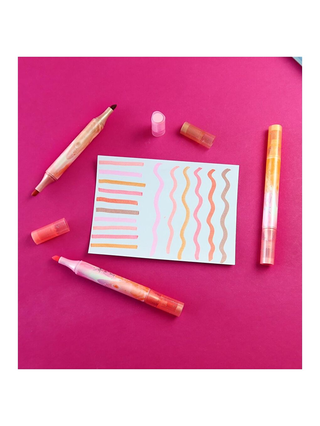 Pastel Tonlu Çift Uçlu Fosforlu Kalem Seti – 3'lü-1