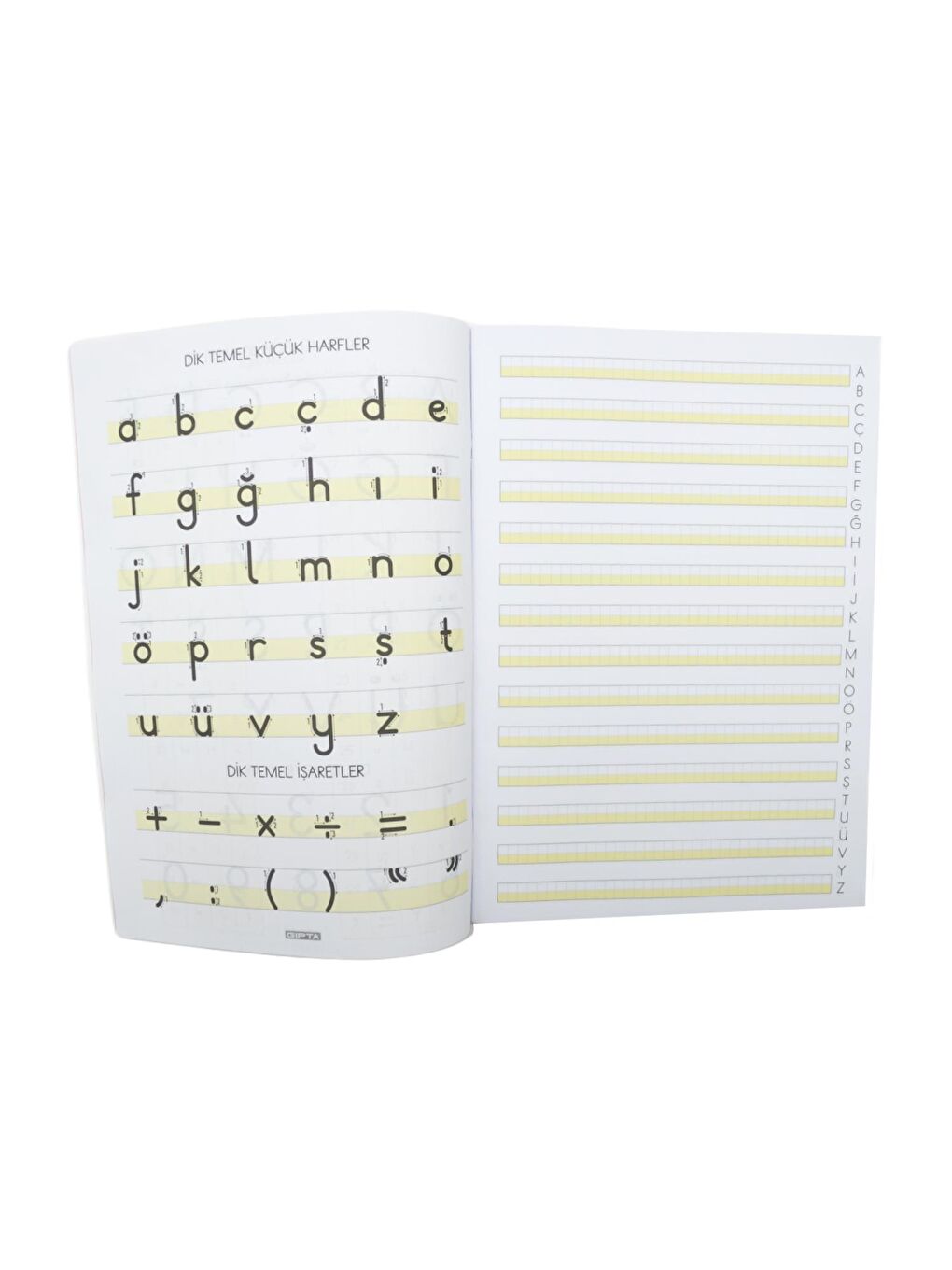 Mica A4 40 Yaprak Plastik Kapak Tel Dikişli Rehber Çizgili Dik Temel Abece Yazı Defteri (7332)-1