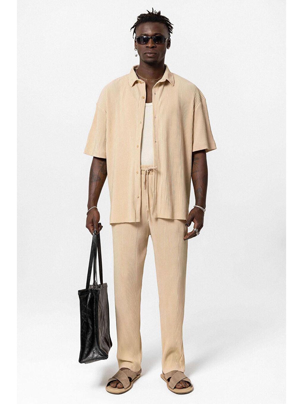 Basic Oversize Ottoman Takım Bej