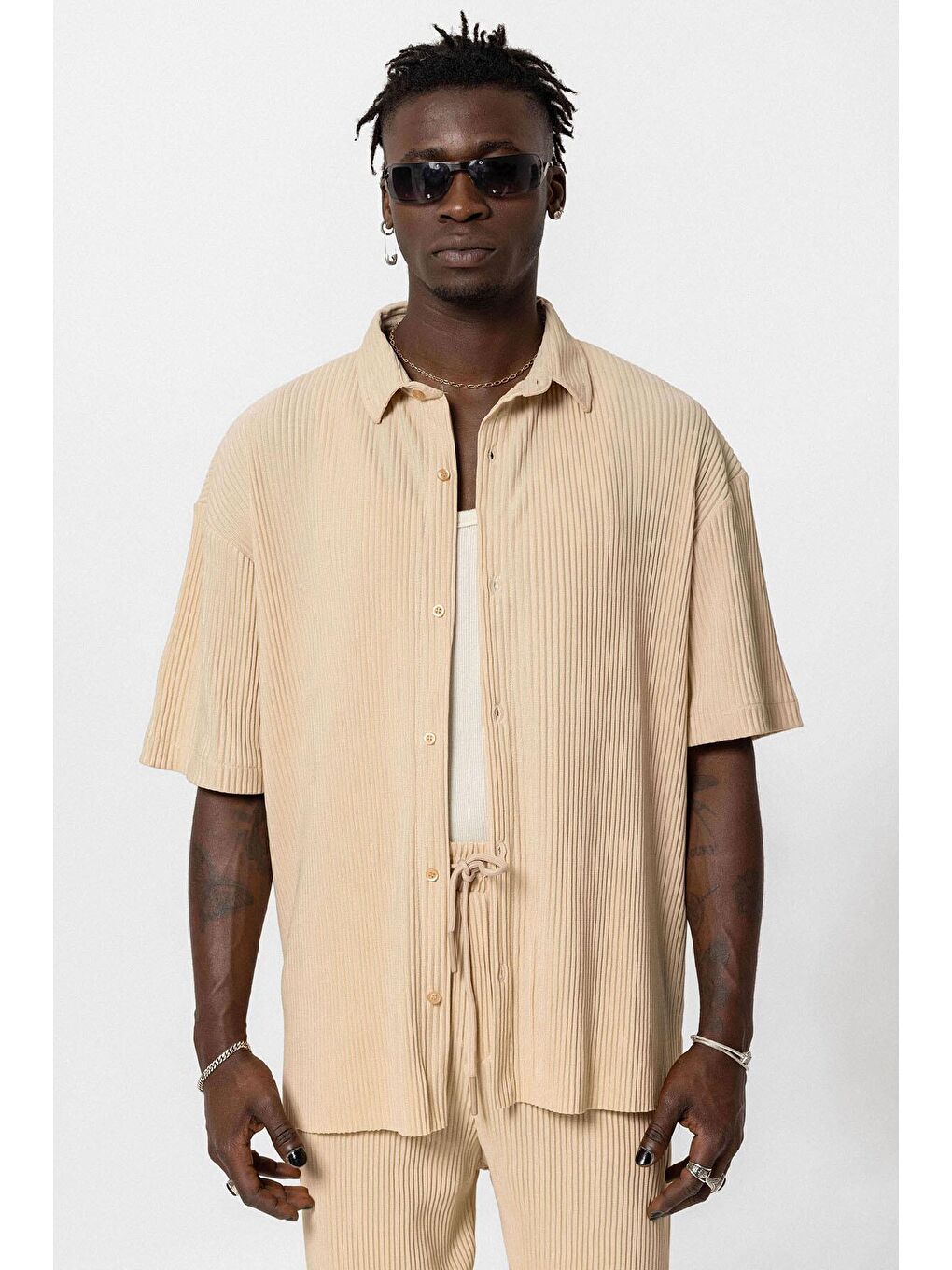 Basic Oversize Ottoman Takım Bej-3