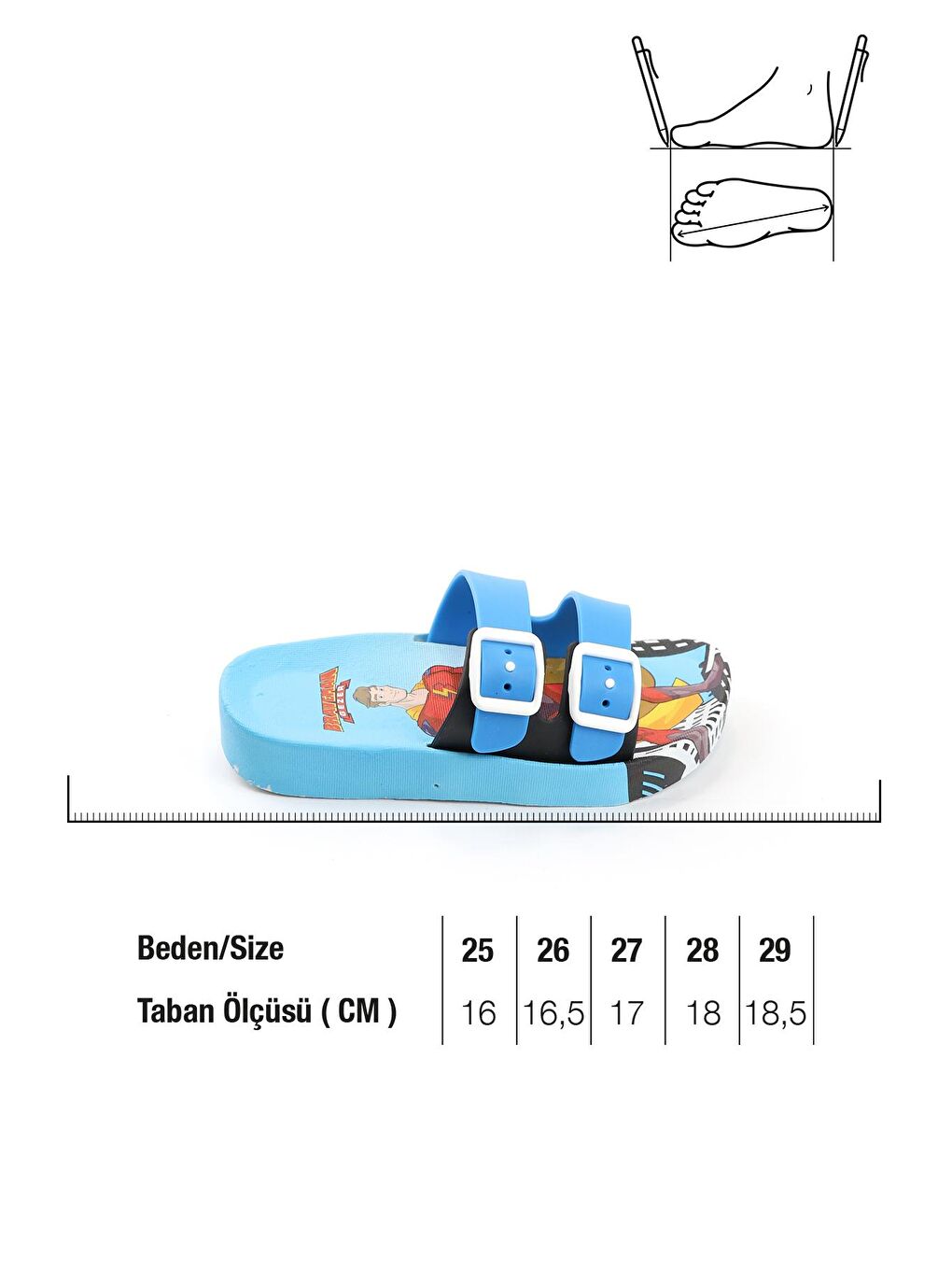 Mavi Yazlık Kaydırmaz Taban İki Toka Erkek Çocuk Terlik-1