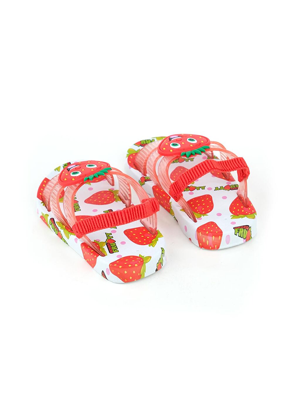 Kırmızı Yazlık Çilek Desenli Islak Zemine Uygun Kız Çocuk Terlik Sandalet-3