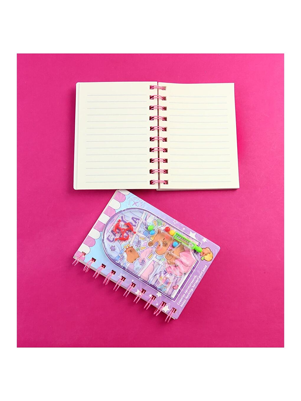 Oyun Kapaklı Spiralli Çizgili Defter-1