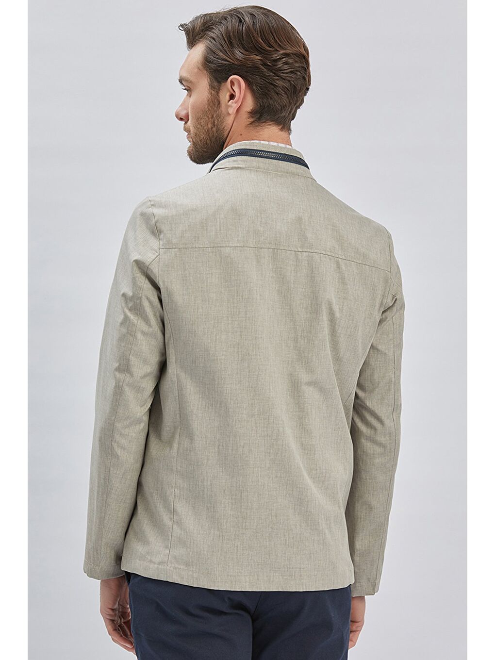 Koyu Bej Dik Yaka Yarım Astar Comfort Fit Rahat Kesim Casual Mont 1007240150-4