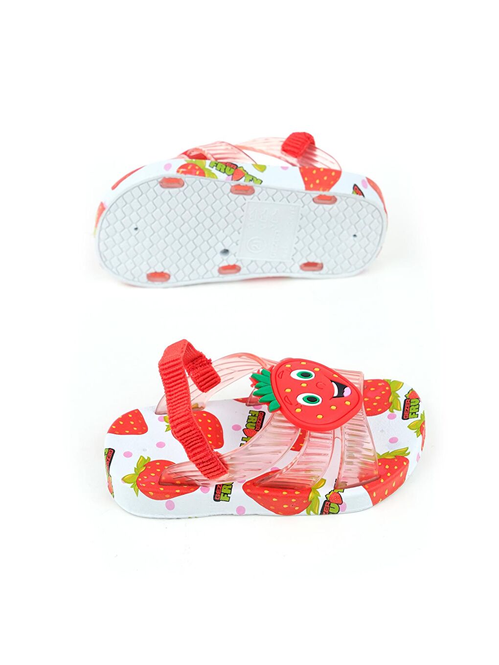 Kırmızı Yazlık Çilek Desenli Islak Zemine Uygun Kız Çocuk Terlik Sandalet-4