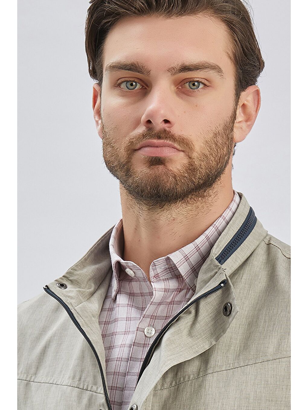 Koyu Bej Dik Yaka Yarım Astar Comfort Fit Rahat Kesim Casual Mont 1007240150-5