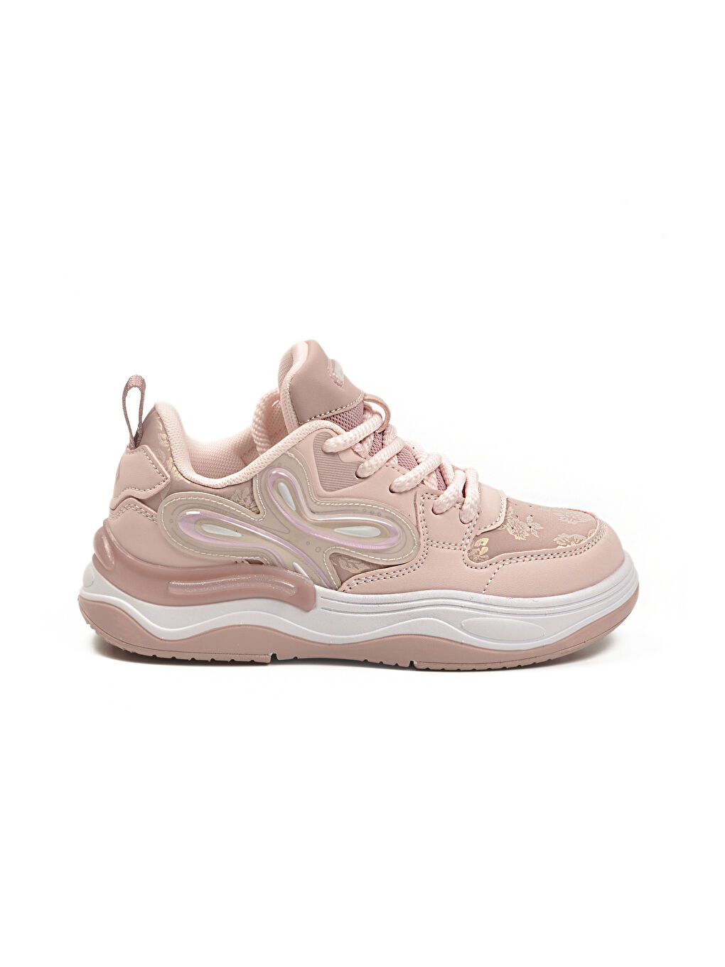 Pembe Pudra Bağcıklı Hafif Esnek Kız Çocuk Spor Ayakkabı 1990 F-1