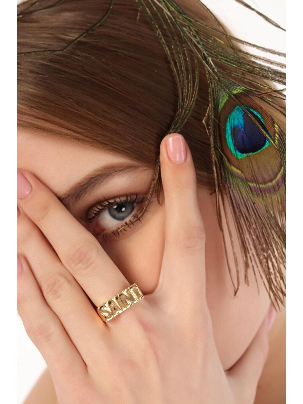 Sarı Altın Kaplama Yazılı Yüzük Seti Ayarlanabilir Ölçülü 3 Lü-4