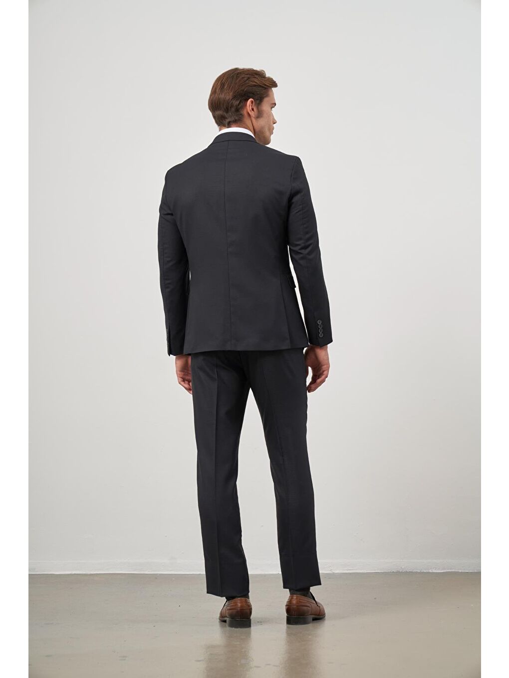 Koyu Lacivert Kılıç Yaka Yelekli 6 Drop Slim Fit Classic Takım Elbise 1001245156-6