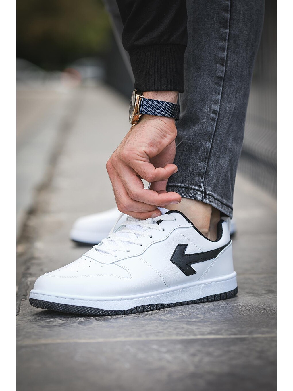 Beyaz Creed Kalın Taban Erkek Sneaker-1