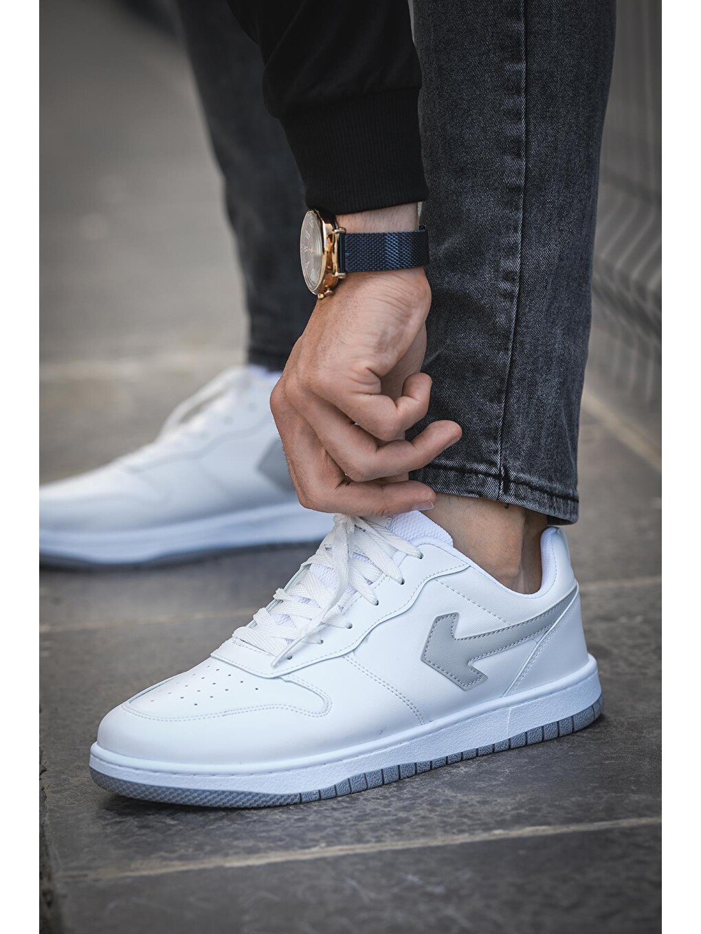 Gri Creed Kalın Taban Erkek Sneaker-2