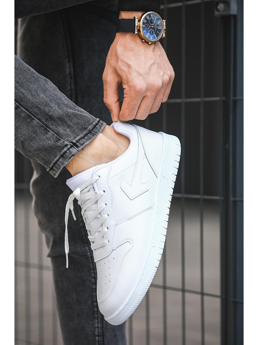 Beyaz Creed Kalın Taban Erkek Sneaker-1