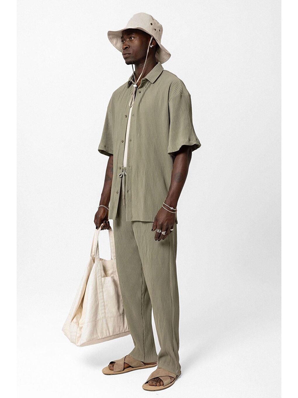 Basic Oversize Ottoman Takım Haki-1