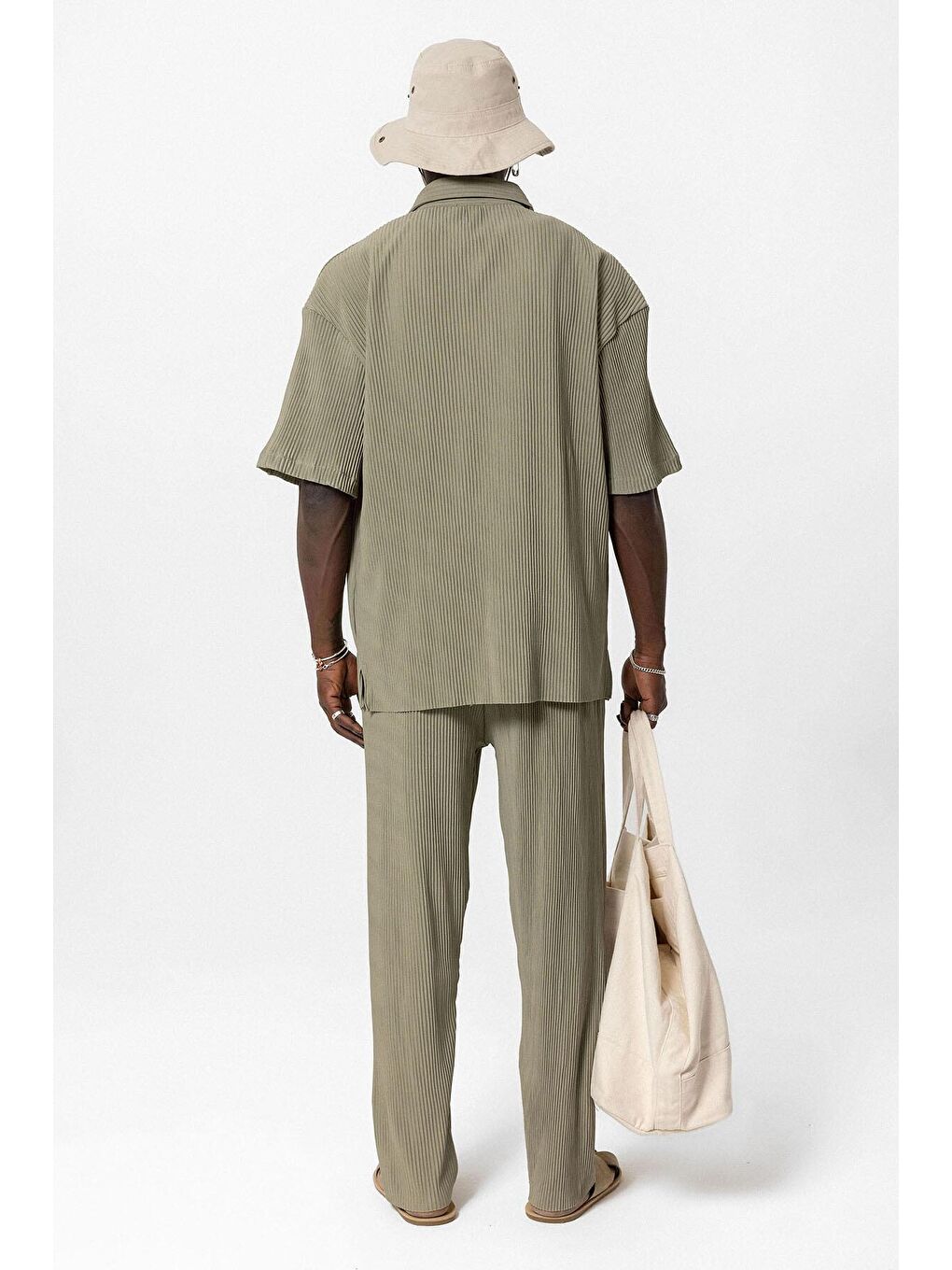 Basic Oversize Ottoman Takım Haki-7