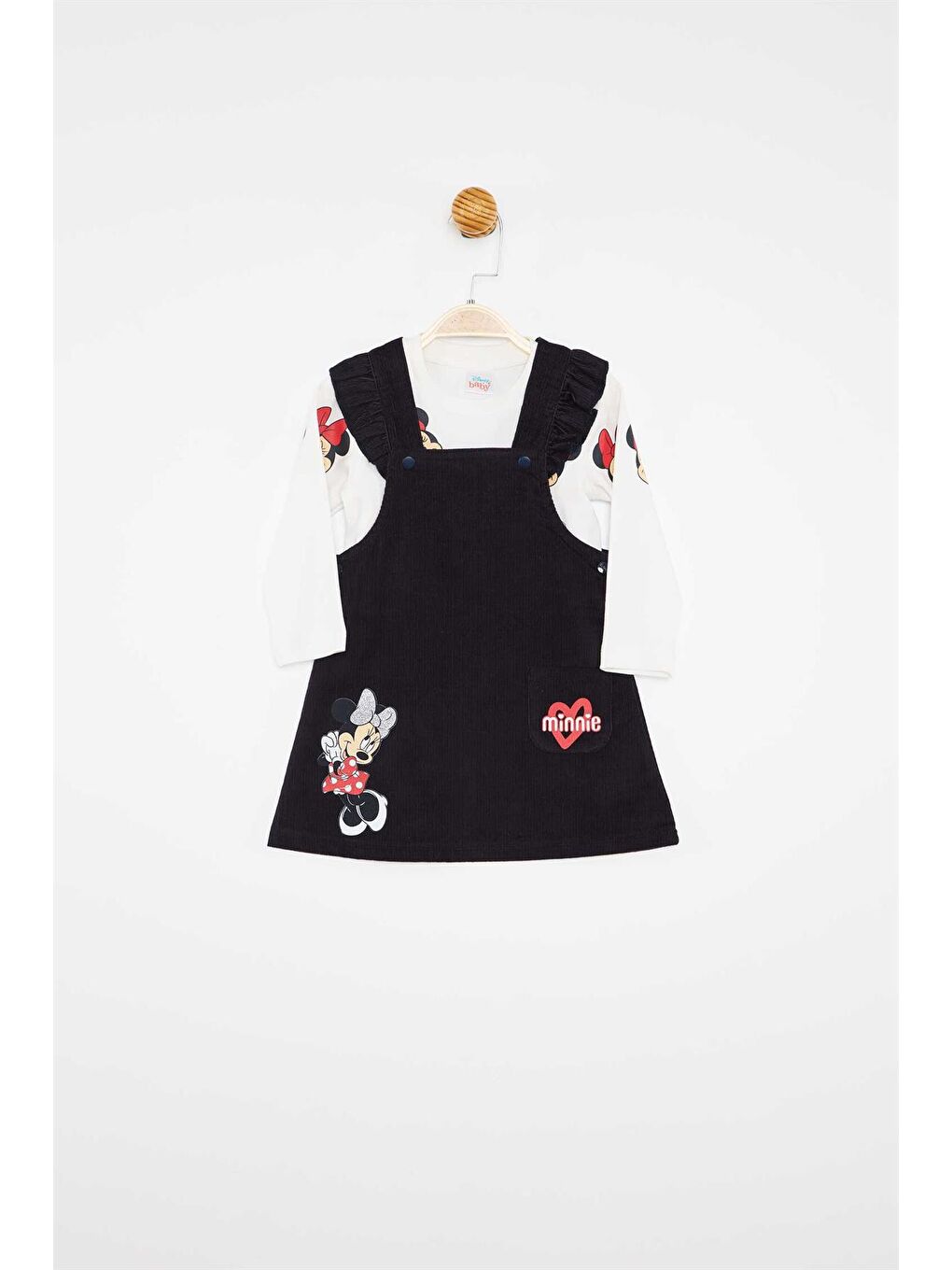 Lacivert Minnie Mouse Lisanslı Kız Bebek Salopet Takım 21208