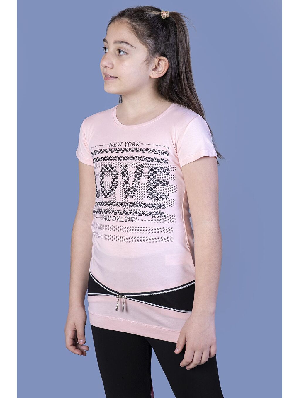 Toontoykids Pudra Kız Çocuk T-Shirt Love Varak Baskı