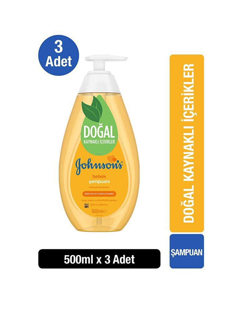 JOHNSON'S Renksiz Bebek Şampuanı 500 ml x3