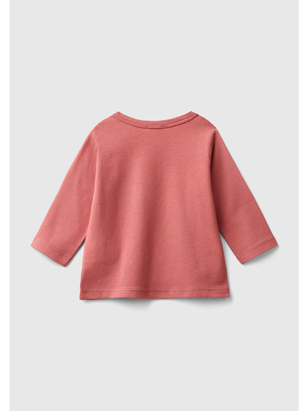 United Colors Of Benetton Pembe Bebek Gül Kurusu Önü Su Baskılı Omzu Gizli Çıtçıtlı  Sweatshirt - 1