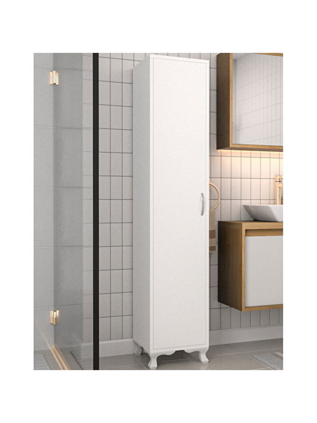 Tek Kapaklı 5 Raflı Boy Dolap - Beyaz - 170x35,5x35 cm-4