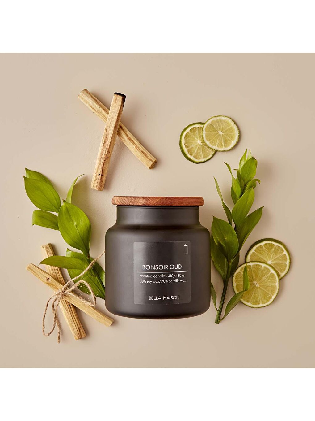 Bonsoir Oud Kavanoz Mum Siyah-1