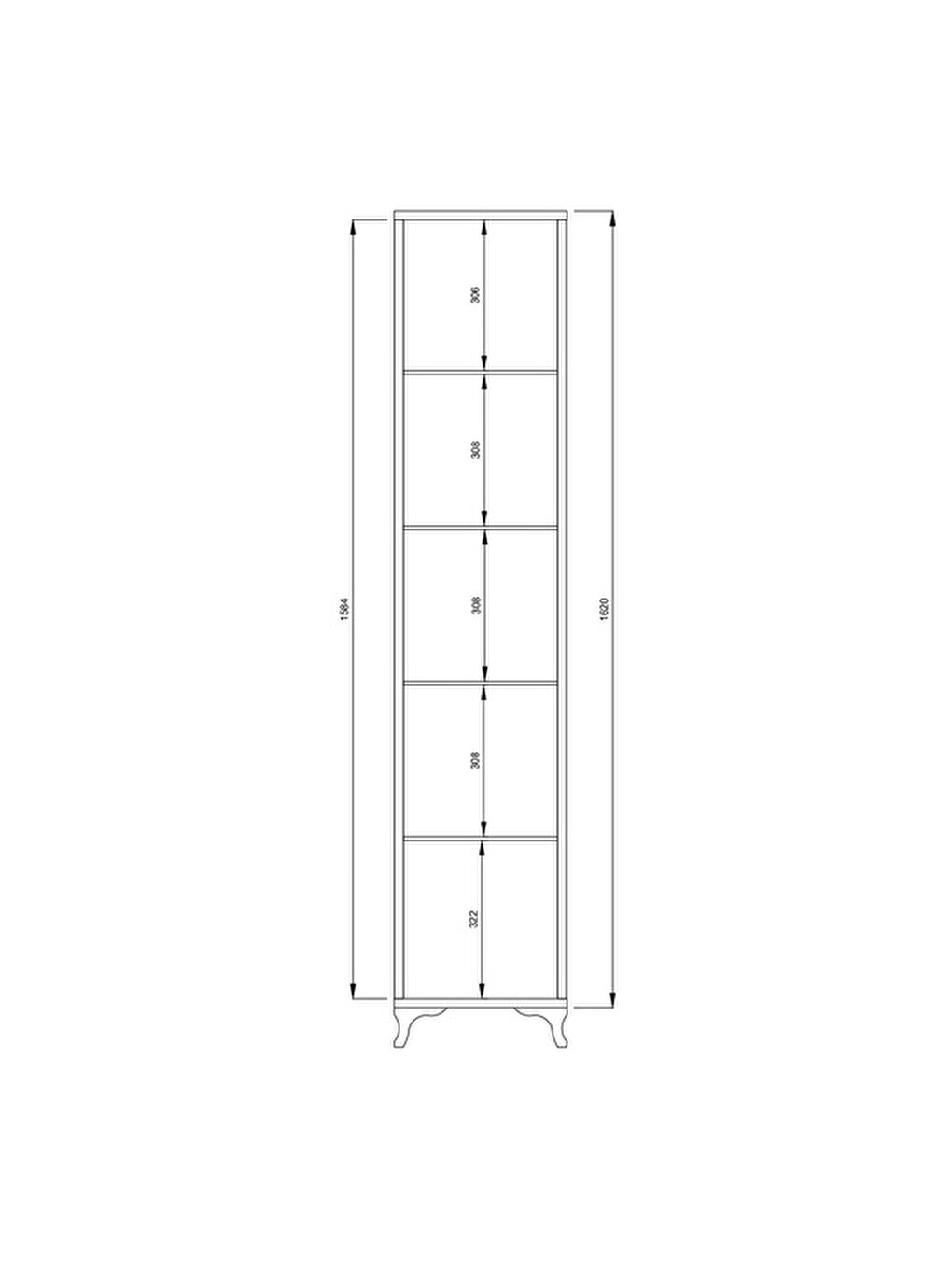 Tek Kapaklı 5 Raflı Boy Dolap - Beyaz - 170x35,5x35 cm-10