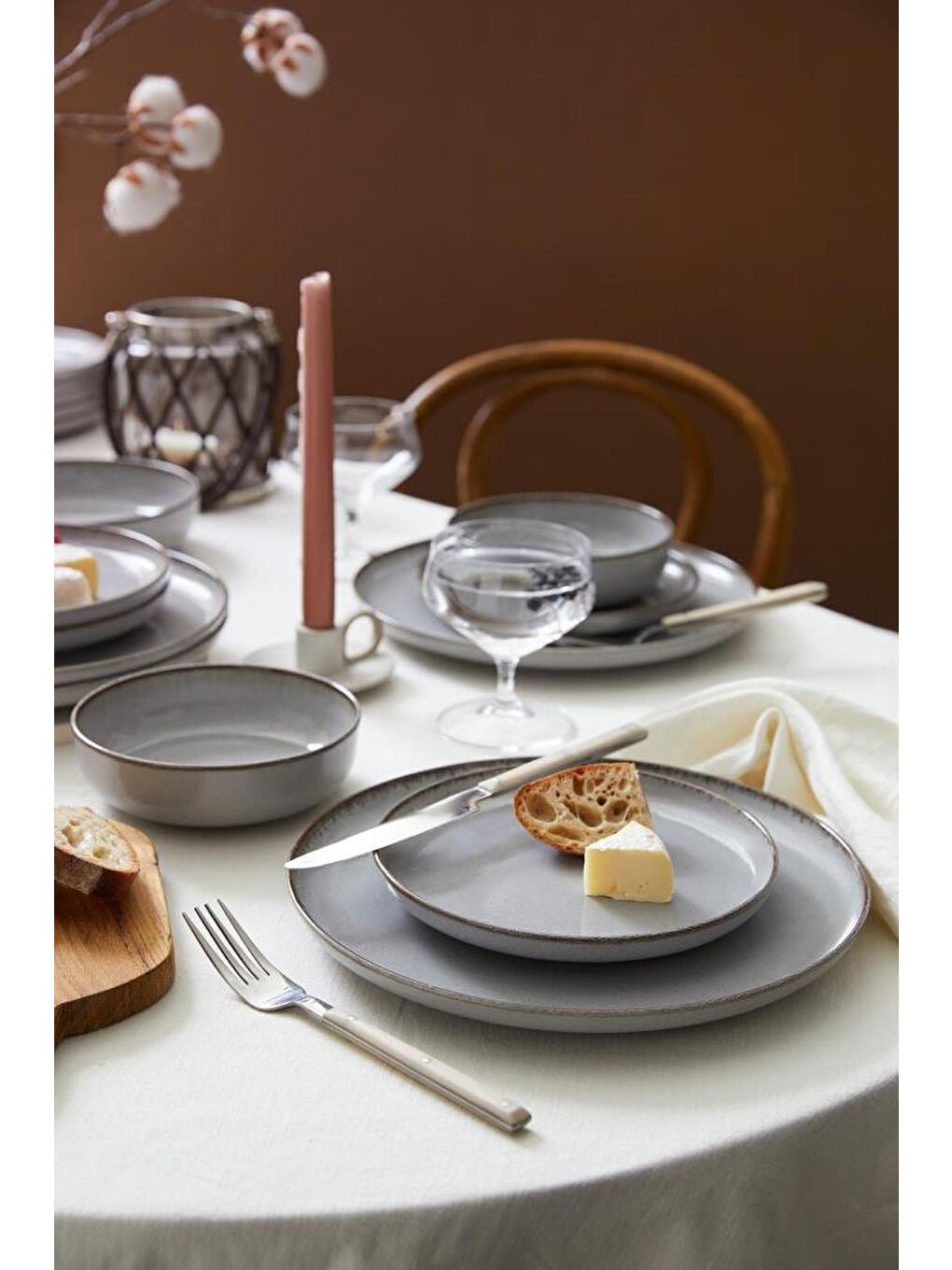 Moderna 24 Parça 6 Kişilik Yemek Takımı Gri-1